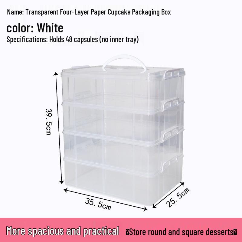 Transparent Cupcake Muffin Transport Box with Handle