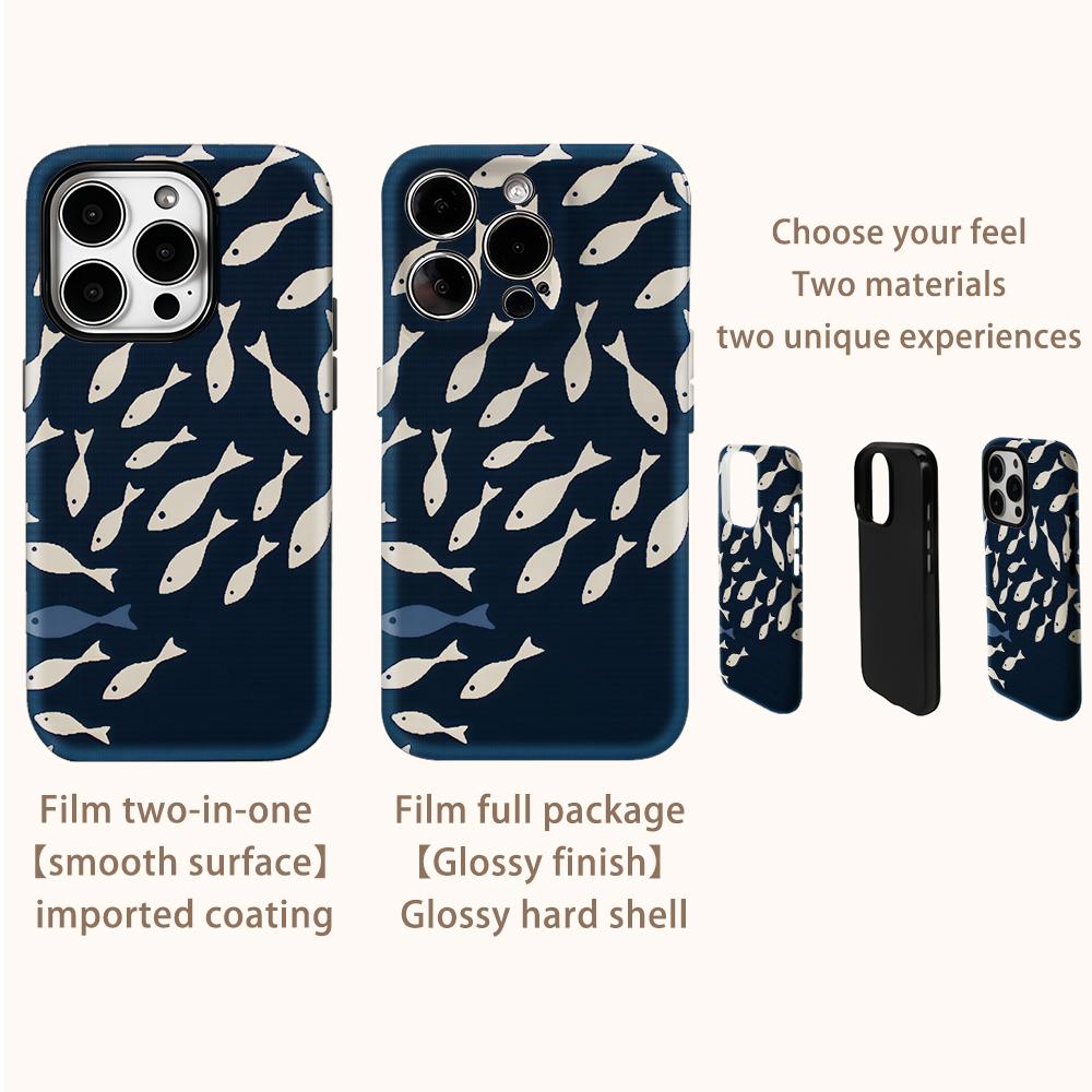 School of Fish Phone Case for IPhone 16 15 14 13 12 11 X XS XR XSMAX 7 8 Pro Max Plus Double-layer Back Cover