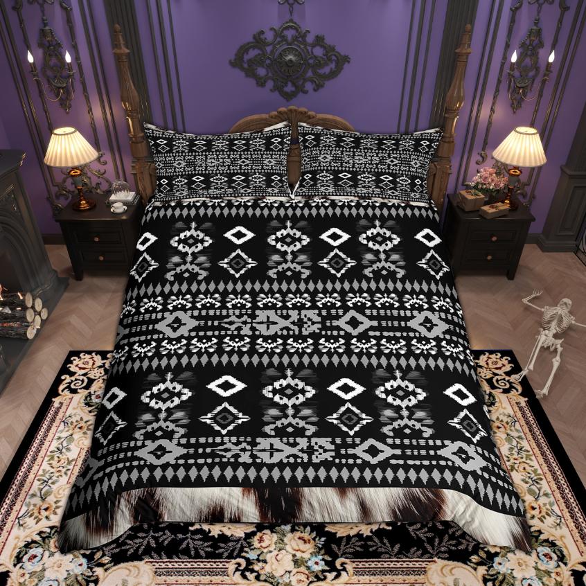 Homewish Bohemian Aztec Duvet Cover Set 2pcs/3pcs, Western Tribal Bedding, Hippie Boho Geometry Quilt Cover Set