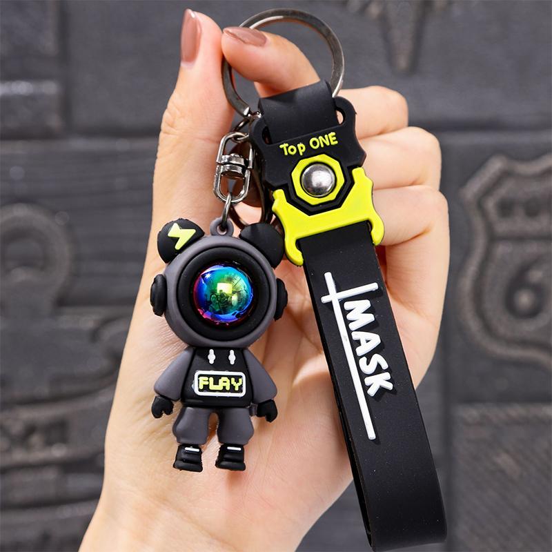 Cute Cartoon Astronauts Bear Keyring Delicate Simple Couple Dolls Pendant Creative Backpack Decoration Accessories Gifts
