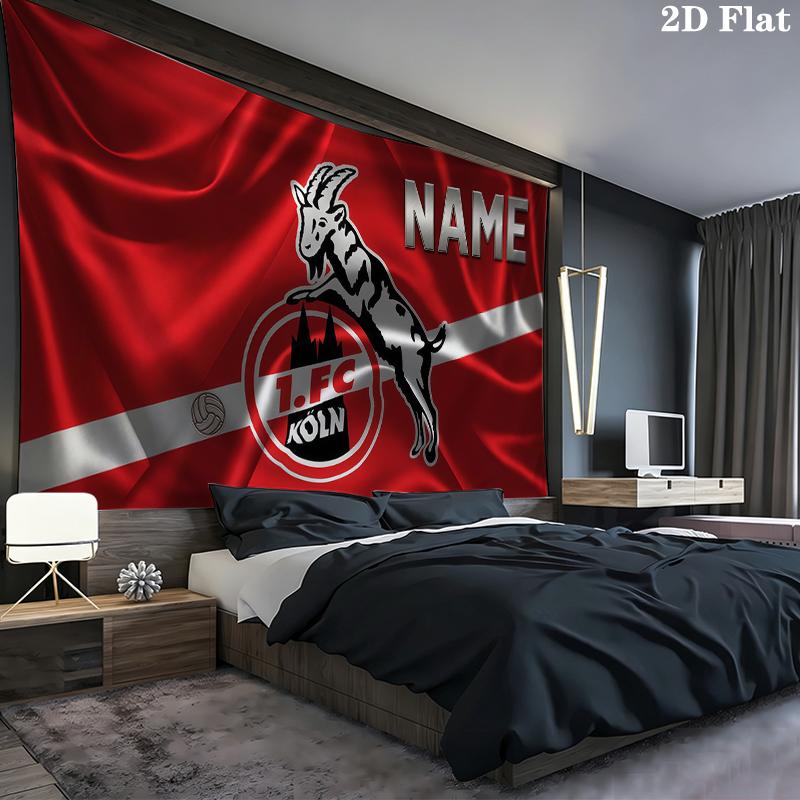 Custom Name,1. FC Koln Wall tapestry, aesthetic printed fabric blanket, suitable for bedroom, living room, and home decor.