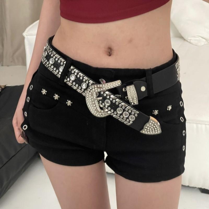 Y2k Style Unique Wide Waist Belt With Dazzling Rhinestones For Outfits Trendy