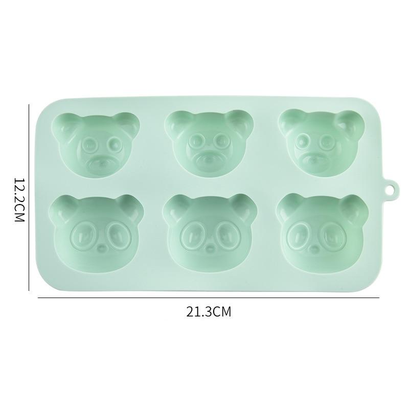 Momcbebe 6-in-1 Silicone Cake Mold, Bear Design, Green, 22.5x12.3cm Baking Pan