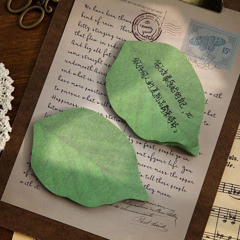 1/2/4 Stück Kreativer grüner Blattförmiger Haftnotizzblock Foto Wand Kühlschrank Dekoration Aufkleber, Neuheit Notizzblock