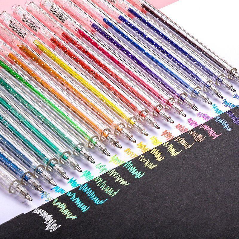 Glitter Gel Pen Shiny Fluorescent Pen Suit Color Neutral Pen Highlight Painting Hand Account Replacement Core 18 Colors