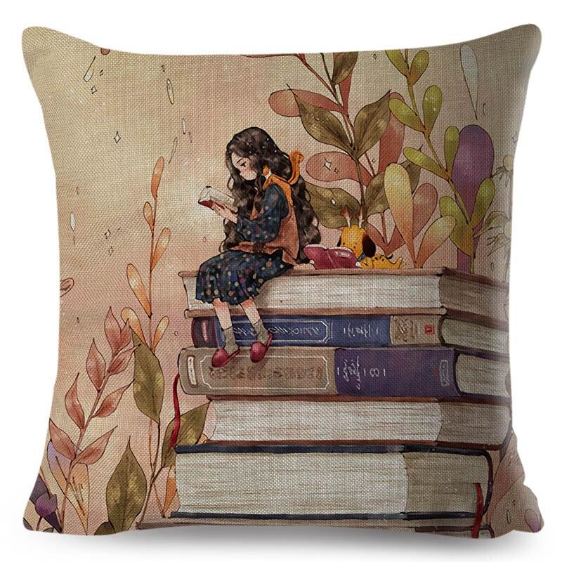 

45x45 см цветная милая мультяшная девушка и собака, сказочный мир, наволочка, украшение, наволочка для дома, дивана 45x45cm