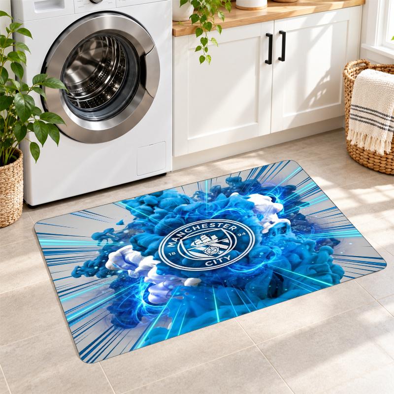 Flannel Kitchen Mat Manchester City Soft Area Rug Non Slip Floor Carpet Home Decoration