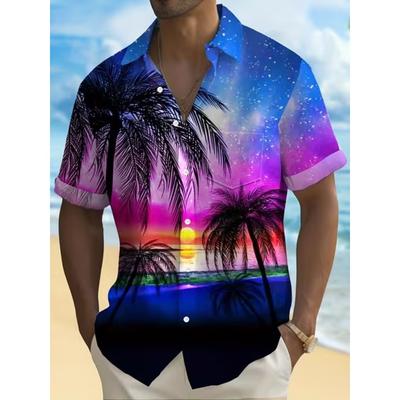 Camisa de Hombre con Estampado de Palmera Impresión 3D Camisa de Botones Camisa Casual Camisa de Verano Manga Corta Ropa Diaria de Vacaciones