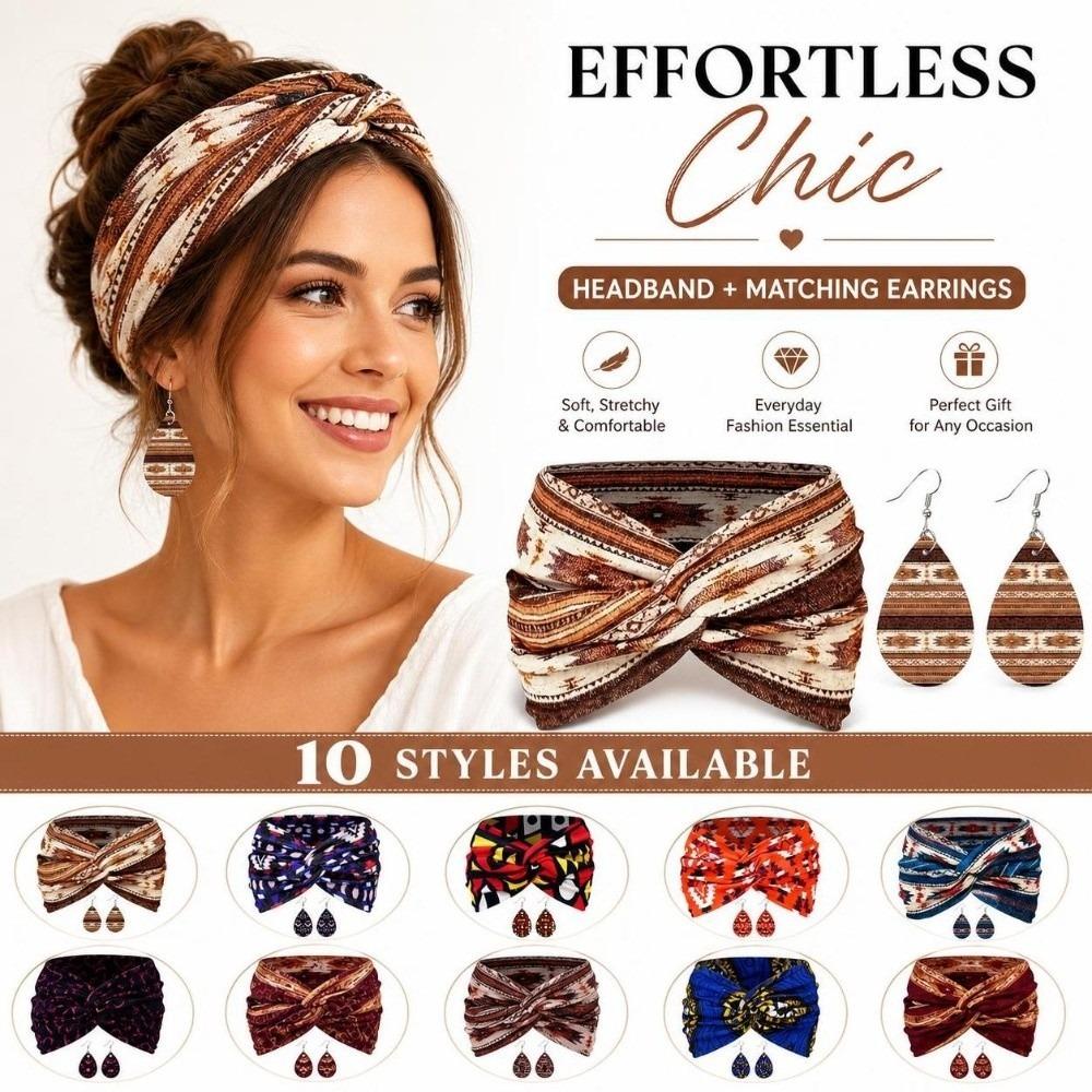 3pcs Boho Women's Hairband Set Wide Women's Earrings Set Twist Headband Earrings Set  Sports Wear