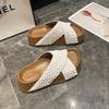 Slippers Women's 2025 New Outer Wear Summer Thick-soled Retro Woven with Cool Slippers Women's Straw-woven Boken Shoes