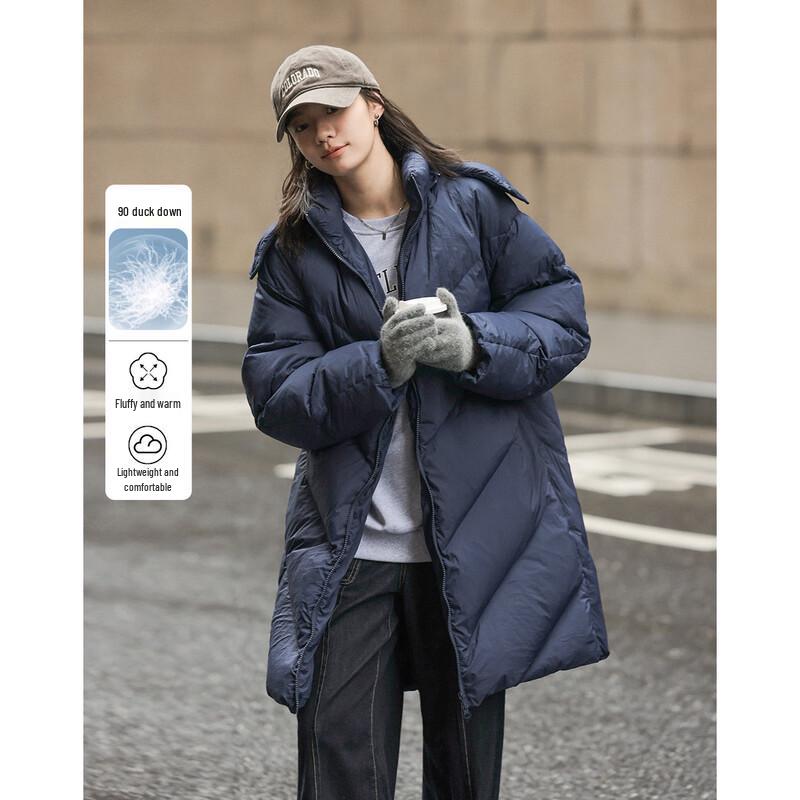 Women's Detachable Hooded Long Duck Down Jacket