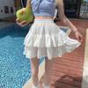Versatile Double Layer Cake Skirt Women's High Waist A-Line Poached Short Skirt Ruffled Half Skirt