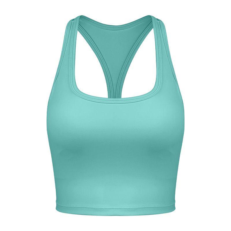 

Summer 2025 New Spandex High-Strength Sports Intimates Women s Shock Absorption Push-up One-Piece Yoga Bra Beauty Back Vest Tidal cyan M