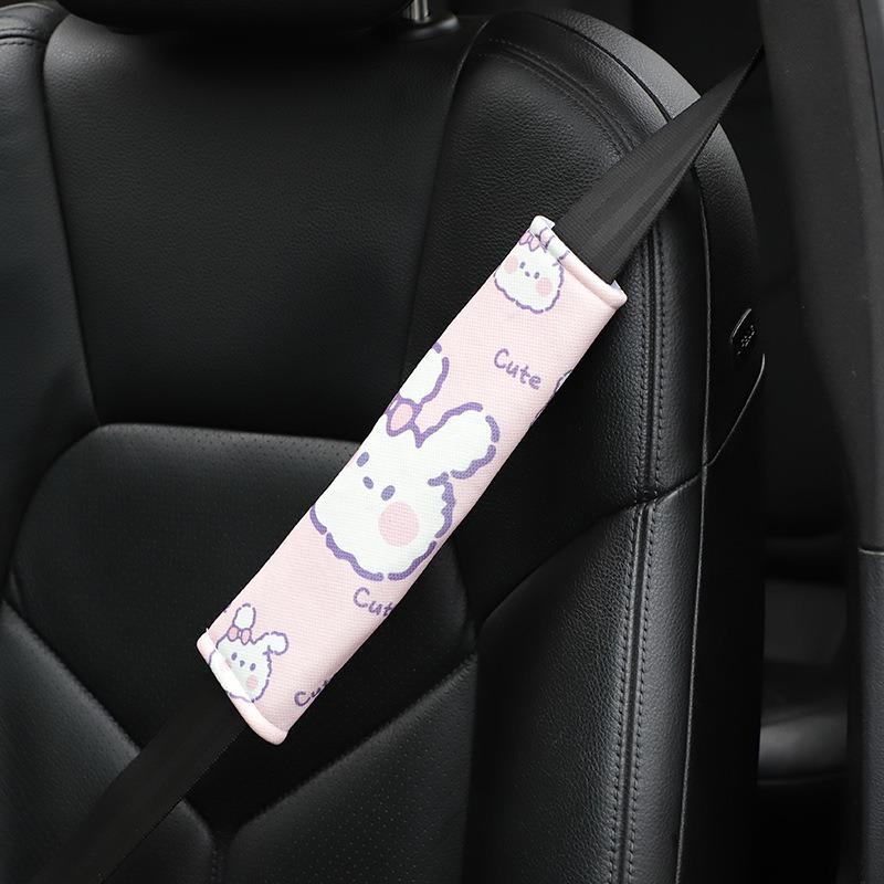 Cartoon Bunny Ice Silk Car Seat Belt Shoulder Pad Cover Anti Chafe Car Accessory