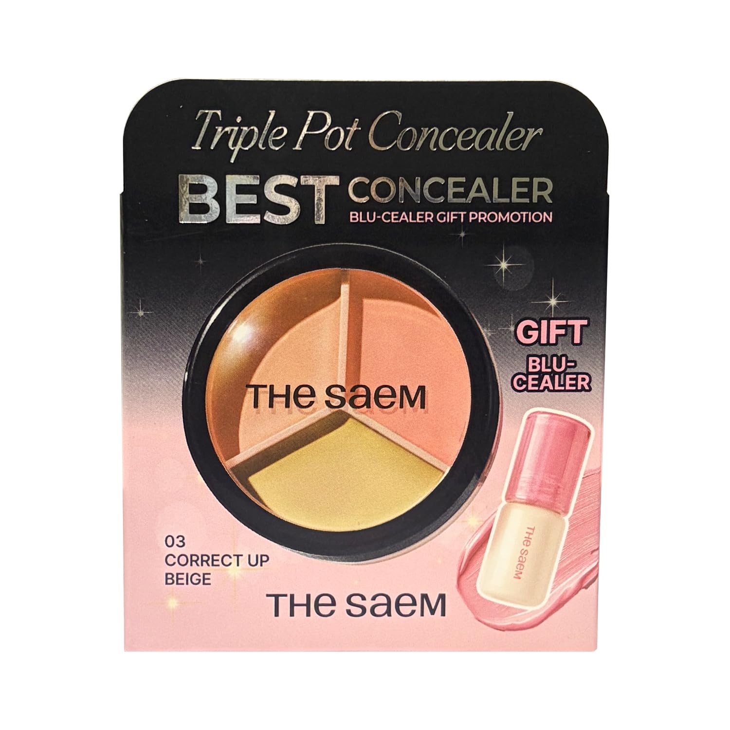 Saem Cover Perfection Triple Pot Concealer 03 Collect Up Beige Brush 02 Orb Pink SPF34 PA+++ Limited Set 1292
