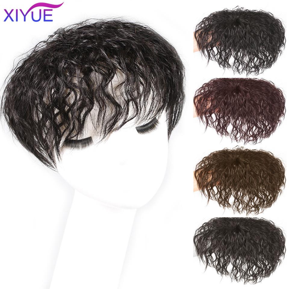 Černé Hnědé Kudrnaté vlasy Top Toupee Clip In Syntetické prodlužování vlasů Výměna Zapínání Příčesek Paruky s ofinou Ženy