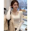 Stylish Lace Patchwork V-Neck Long-Sleeve Women's Top: This Year's Trendy High-End Essential