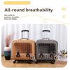 Portable Cat Suitcase with Wheels High Appearance Wicker Kittens Travel Bag Large Capacity Cats Carrier Lightweight Trolley Case