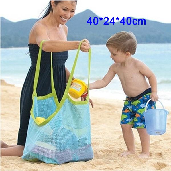 Outdoor Foldable Beach Mesh Bag Portable Children Sand Away Kids Beach Toys Clothes Sundries Storage Mesh Bags