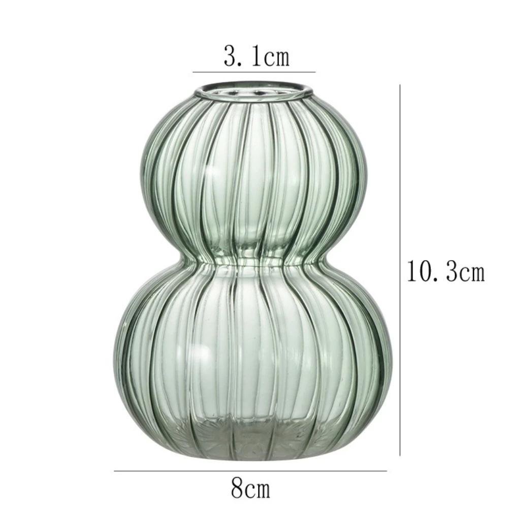 Colored Transparent Glass Vases Hydroponic Flower Vase Nordic Style Striped Gourd Shaped Vase Home Decor Housewarming Gift