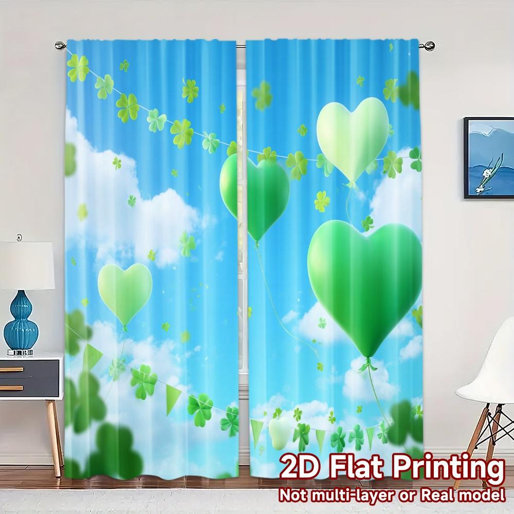 

Set Of 2 Modern Flat Printing Curtains Without Rod Lucky Breeze Polyester Festive Perfect Living Curtain Made W100*H70(CM)-Grommet top&2PCS