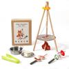 Camping Toy Set with Tripod Grill Realistic Campfire Playset Imaginative Play Barbecue