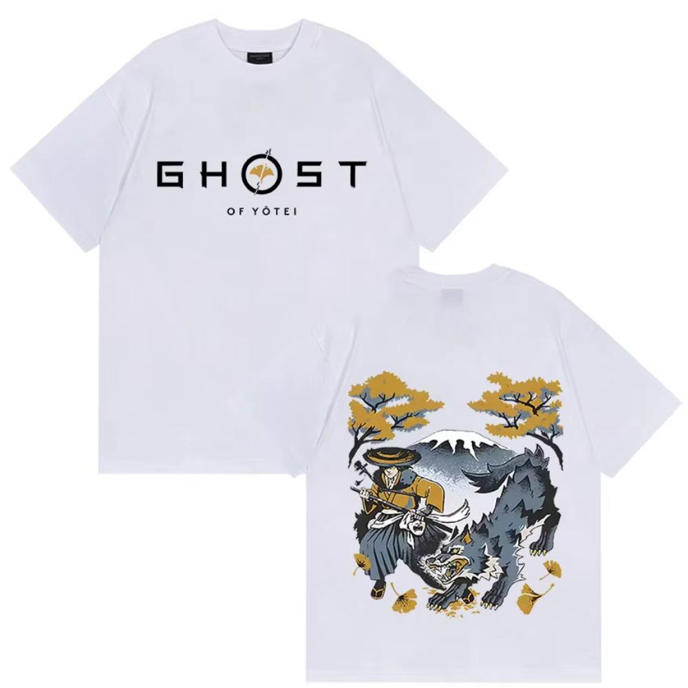 Japanisches Spiel Ghost of Yotei Grafik T-Shirt Herren Damen Mode Harajuku Kleidung T-Shirt Lässig Hohe Qualität Männliches Baumwoll-T-Shirt