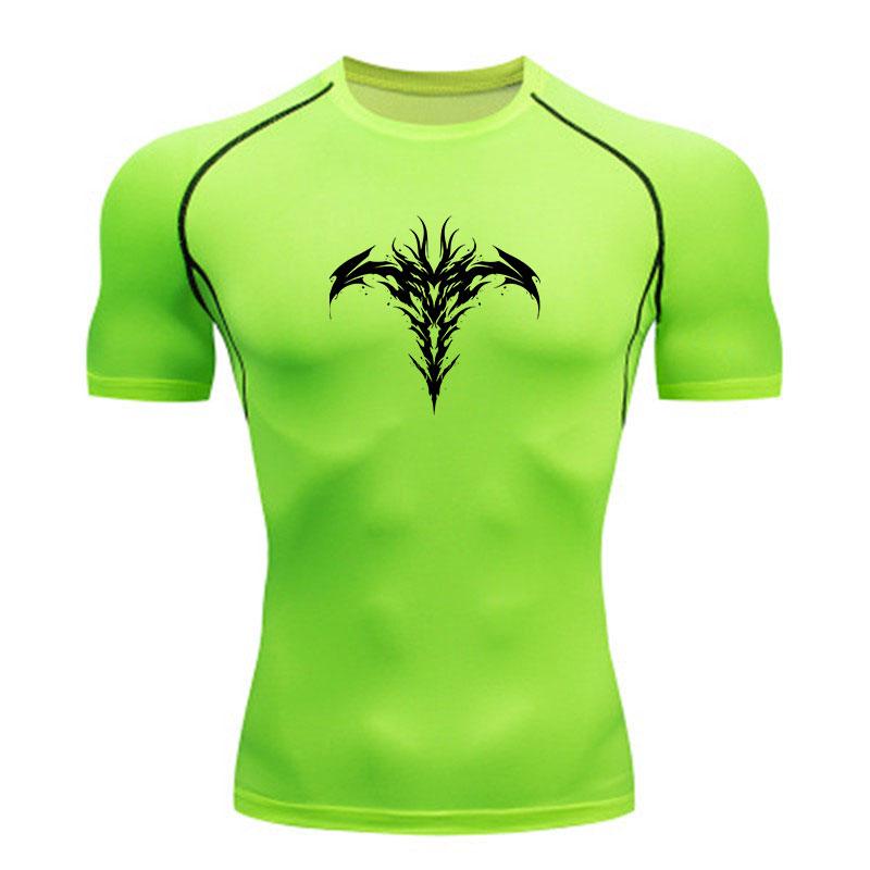 Men's Compression Fitness Sport T-shirt, Tribal Dragon Print