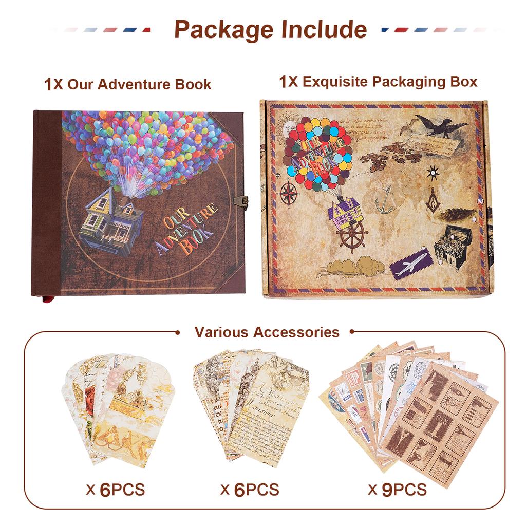 146 Seiten DIY Handgemachtes Fotoalbum Scrapbook Unser Abenteuerbuch Retro Kraft Album Jubiläum Hochzeit Erinnerung Muttertagsgeschenk