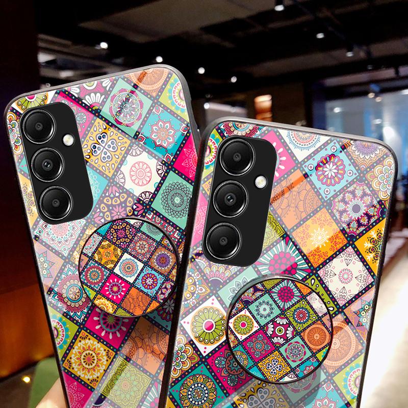 For Samsung Galaxy A05s 4G Case Flower Pattern Phone Kickstand Cover with Lanyard
