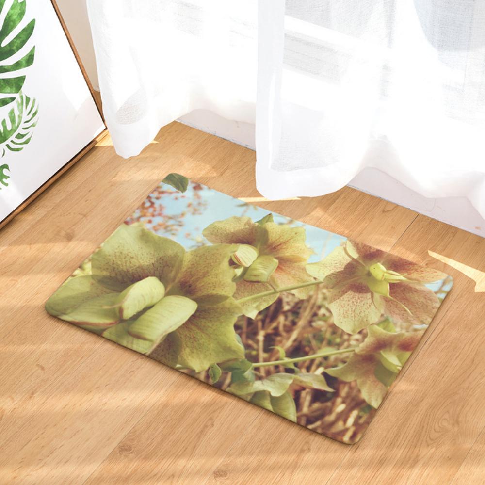 Spring Floral Print Doormat Washable Rug for Living Room Kitchen Indoor Outdoor Entryway Botanical Home Decor