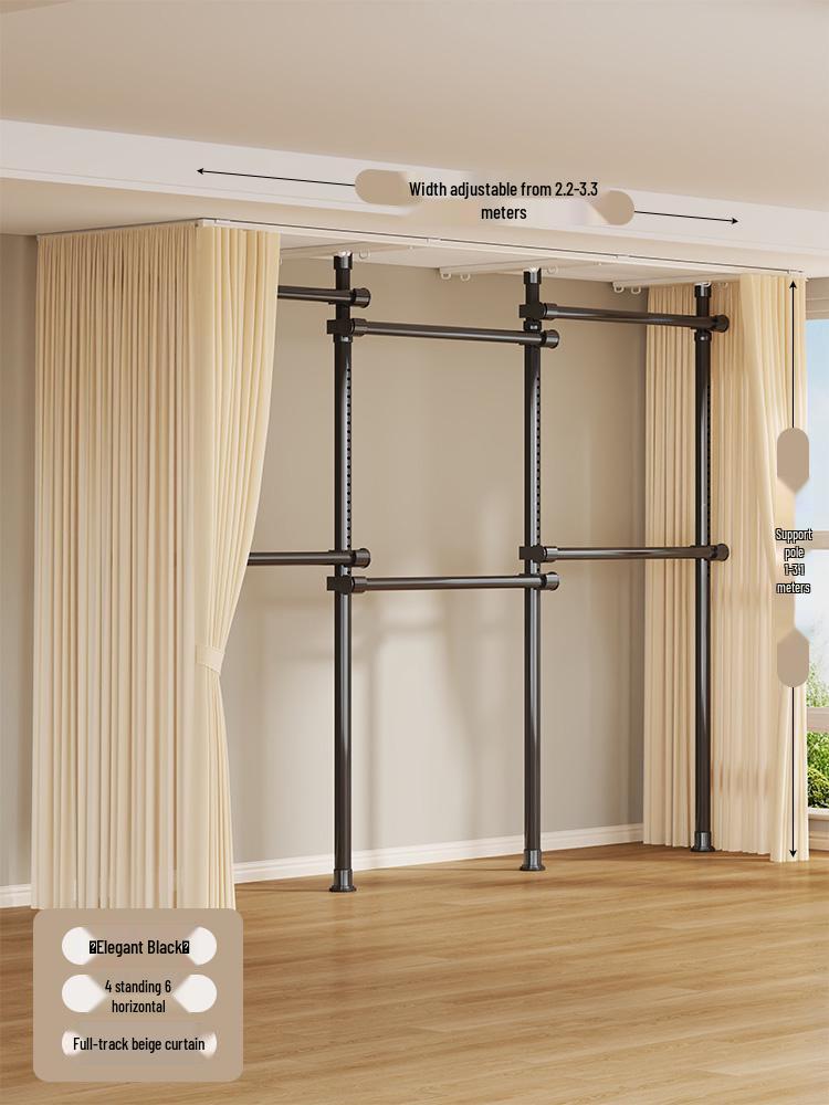 Floor-Standing Clothes Rack: Bedroom Hanger, Retractable Drying Rod, Coat & Hat Rack.