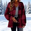 Damen Karojacke mit Taschen Knopfleiste Wintermantel für Freizeit und Alltag
