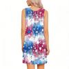 Sleeveless Knee Length Dress with Tear Away Design for Shoulder Surgery Recovery Fourth of July Star Print Summer Casual Dress