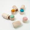 Vintage-Inspired Wooden Sewing Needle Organizer - Compact Cylinder Storage For Hand Sewing & Knitting Supplies