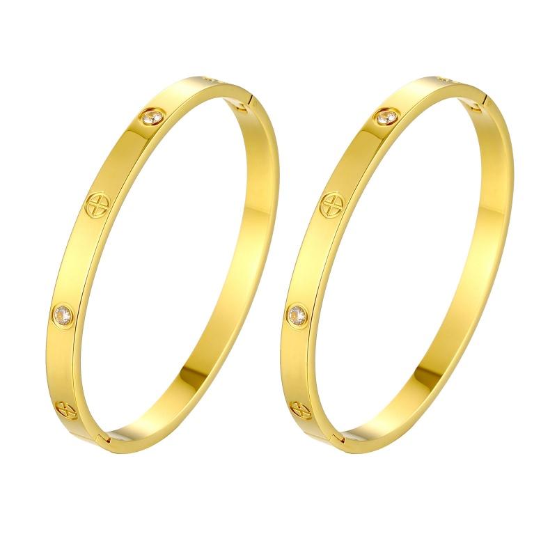 6mm 4mm Steel Womens Buckle Fashion Jewelry Bracelet 18K Vacuum Electroplated Gold Bracelet Mens Couple Holiday Gift