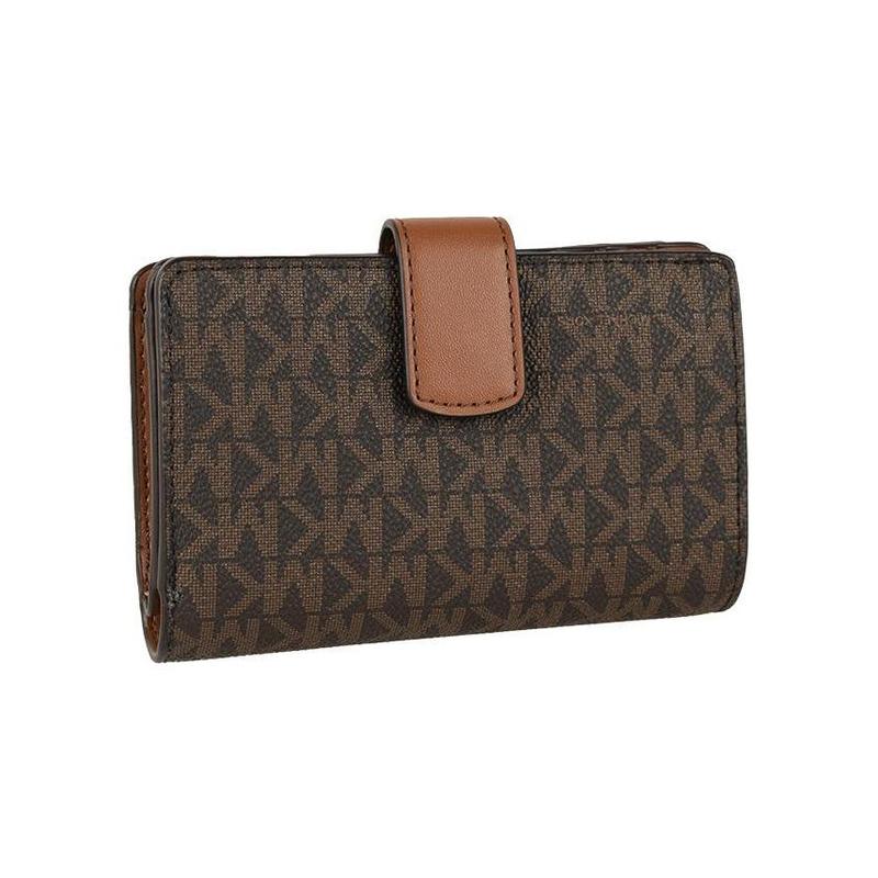 Michael Kors Front Brand Logo PVC (polyvinyl Chloride) Leather Wallet Women's Brown