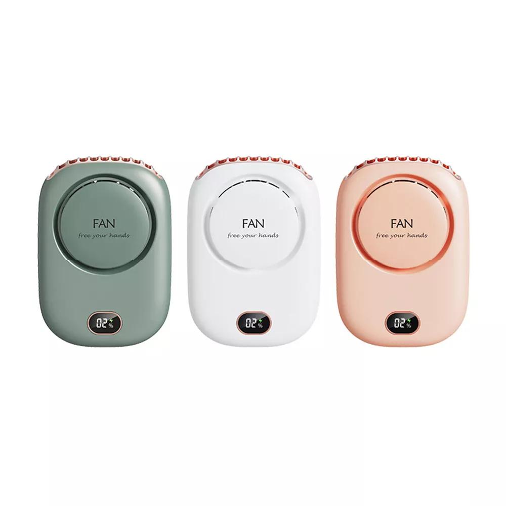 LED Display Portable Lazy Hanging Neck Fan 3-speed Adjustable Wind Speed USB Fan Rechargeable Sports Cooling Outdoor Fan