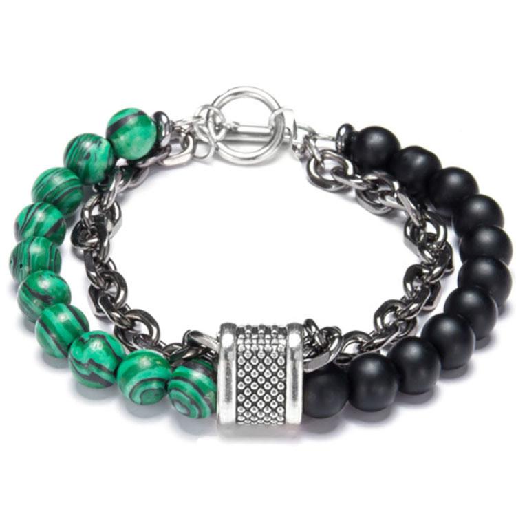 Mens Geometric Beaded Bracelet With Iron Chain For Travel Gift And Fashion Style