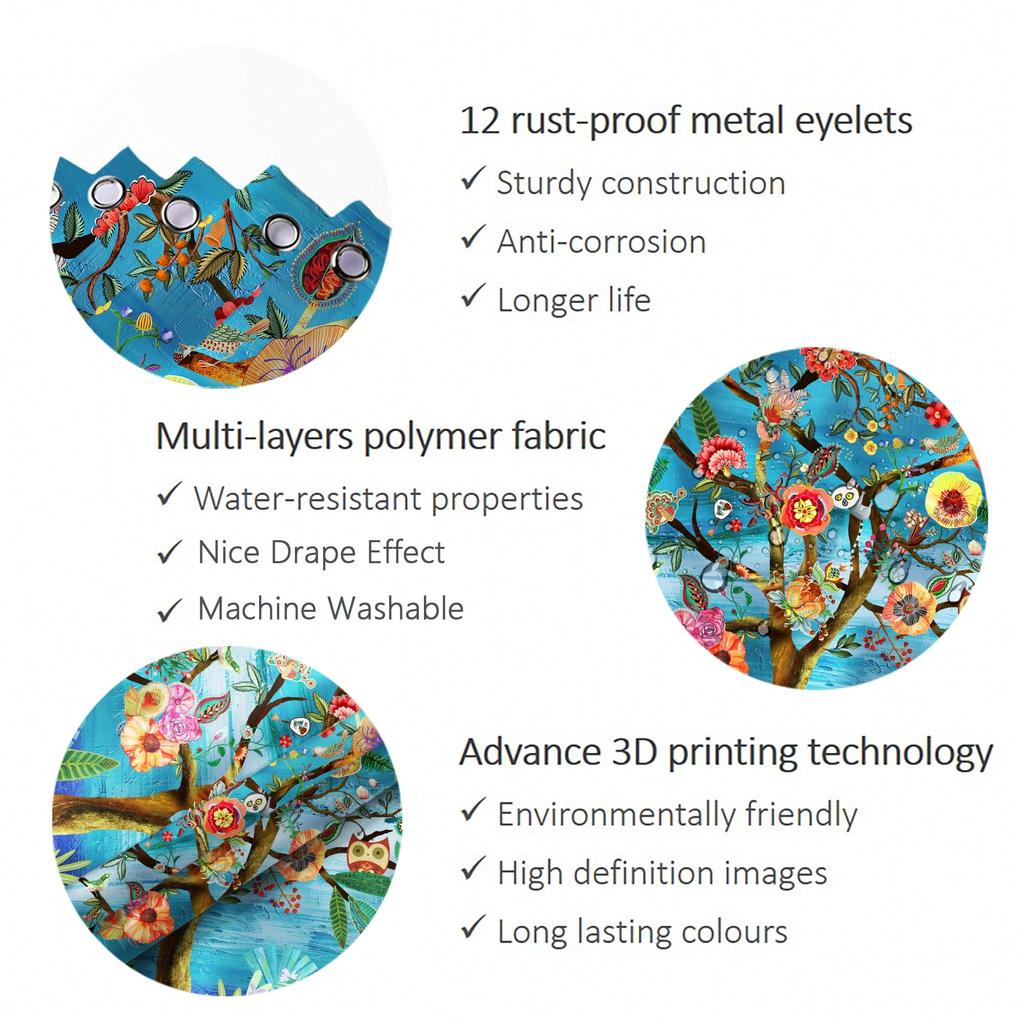 Fabric Bathroom Curtain Colorful Bohemian Boho Floral Print Beautiful Bright Shower Curtain For Bathroom Decoration