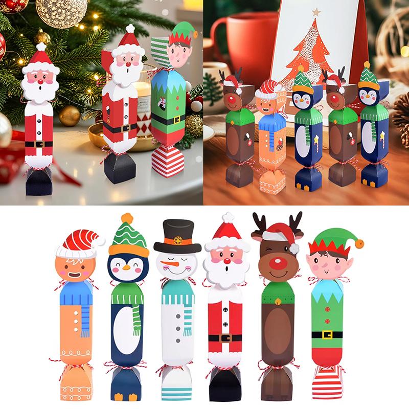 Різдвяна подарункова коробка для пакування подарунків, подарункові пакети, мультяшний дизайн, DIY 3D дизайн, товари для вечірок, для упаковки цукерок, креативні, 24 шт./набір