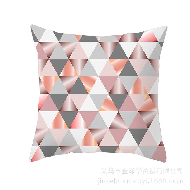Modern Simple Pillow Cover Office Cushion Cover Pink Geometric Print Cushion Home Furnishings Home