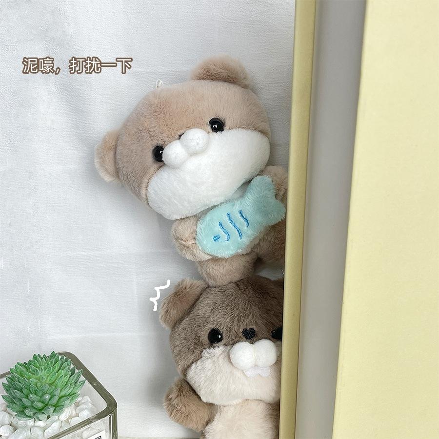Whimsical Otter Plush Keychain Featuring Fish Design Sweet Ice Cream Animal Pendant