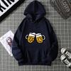 Hoodie Clinking Beer Mugs Print Lively Social and Festive Free Style Graphic Soft Fabric for Celebration-Themed Casual Looks