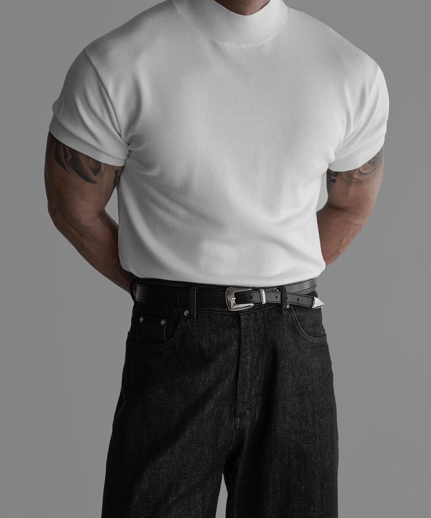 Baulopeulodeogteu Soft Mock Turtleneck Short Sleeve Knit [Ivory]