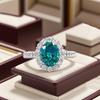Hui Zhiyi S925 Silver 1.5 Carat Paraiba Green-Tinted Ring for Women's Daily Wear