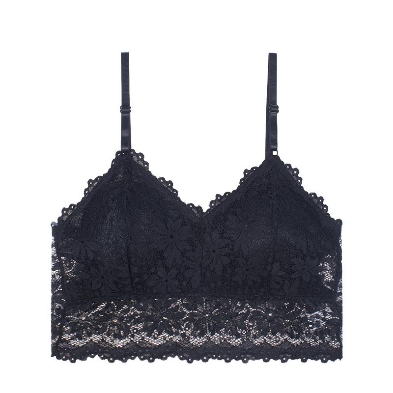 Kant Bloem Mooie Rug BH Wrap Borst Buis Top Gevoerd Anti-blootstelling BH's Dames Meisjes V-hals Camisole BH