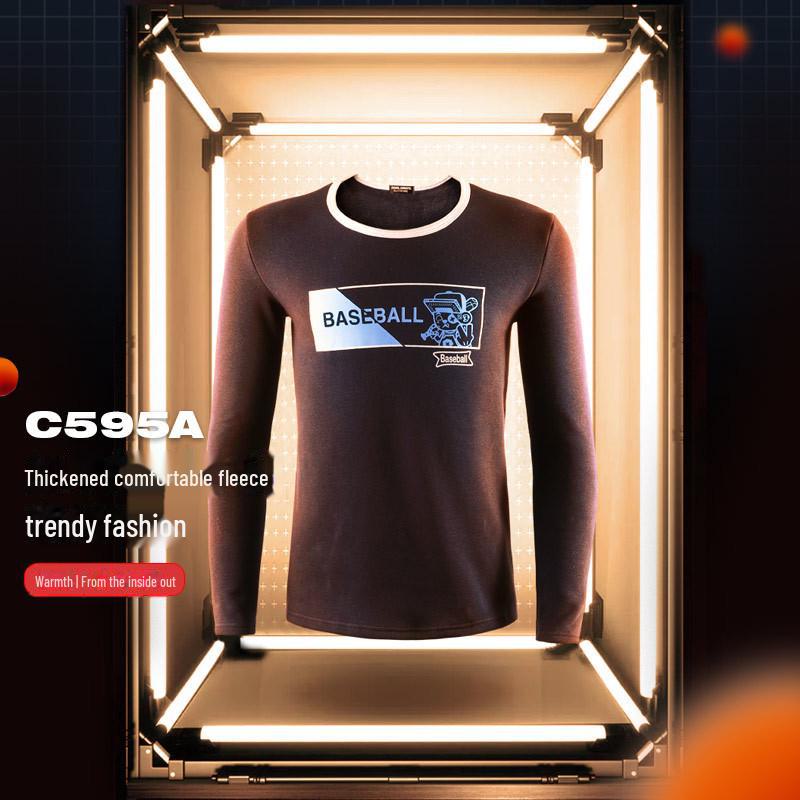 Men's Thickened Fleece Thermal Underwear Top - Slim Fit for Autumn & Winter Cold Protection