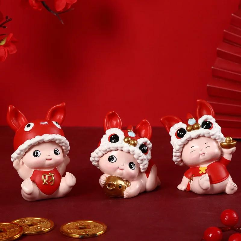 Caitu Baby Mascot Creative Resin Crafts Decorative Ornaments New Year Gift Opening Home Gift