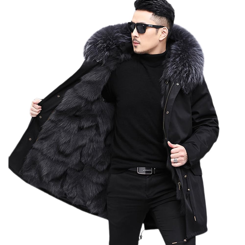 NOLCCTN Mod Brushed Cold Weather Jacket for Autumn and Solid Plus Warm and Military Outdoor Men's Coat, Padded, Fleece-Lined, Fur, Winter, Color,